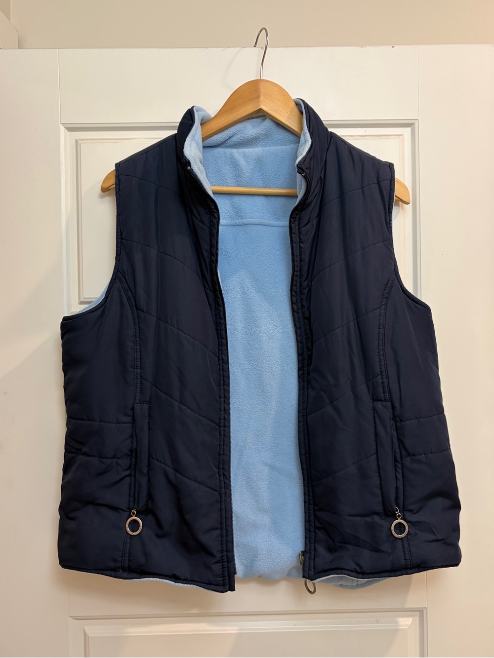 Quilted Navy Vest with Light Blue Fleece Lining